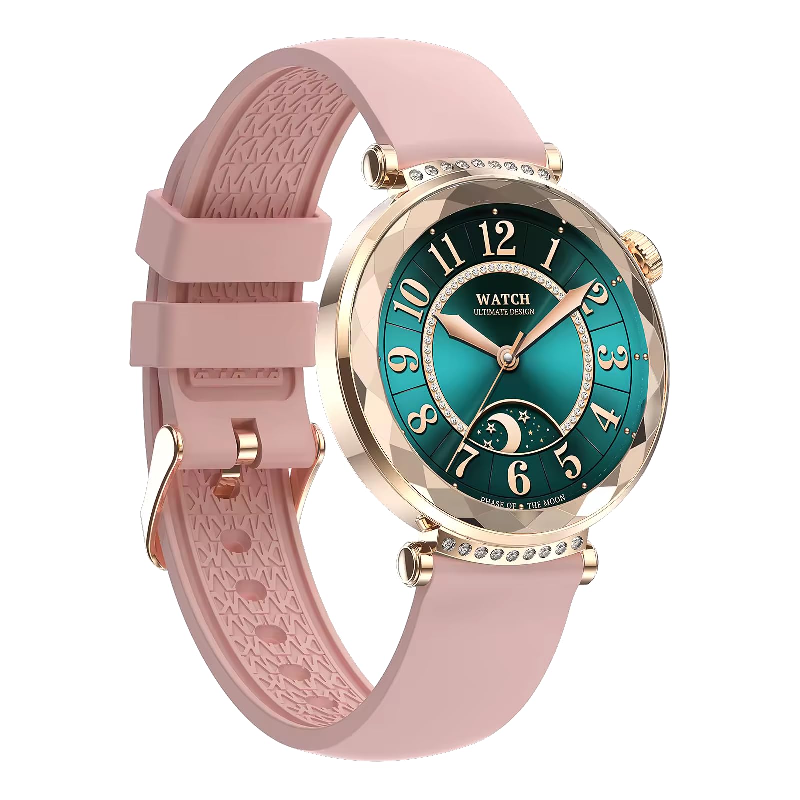 Shyenah HK88 Slim(10mm) Luxury Smartwatch 1.19"AMOLED HD Retina display,Crystal studded Diamond cut, HR, Blood Oxygen, Stress, HD Bluetooth Calling, Voice Assistant, Password protection (Pink Silicon)-image-17