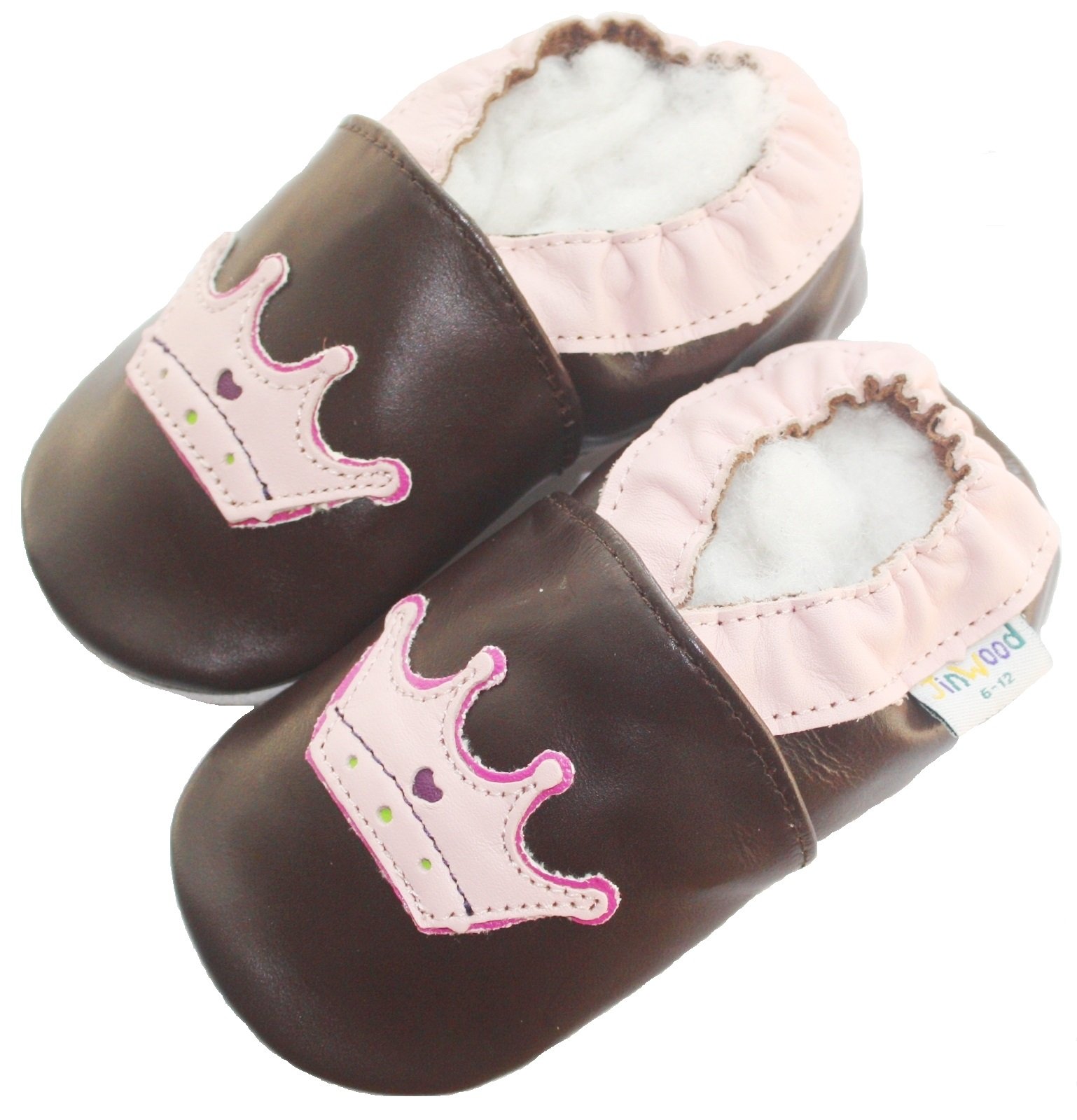 Soft Sole Leather Baby Shoes Boy Girl Infant Children Kid Toddler Crib First Walk Gift Crown Brown (24-30month, Brown)
