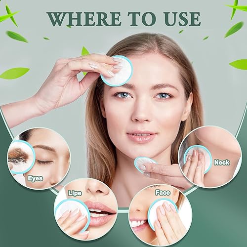 Miniatura 4 de XSEINO Almohadillas desmaquillantes reutilizables (paquete de 40) con material de fibra de bambú natural lavable, almohadilla de algodón de bambú