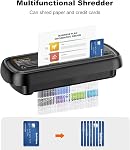 Bonsaii Paper Shredder for Home Use, 6 Sheet Strip Cut Small Paper Shredder Without Basket for Home Office, Portable Shredder Extendable Arm Design with Overheat Protection (S123-B)