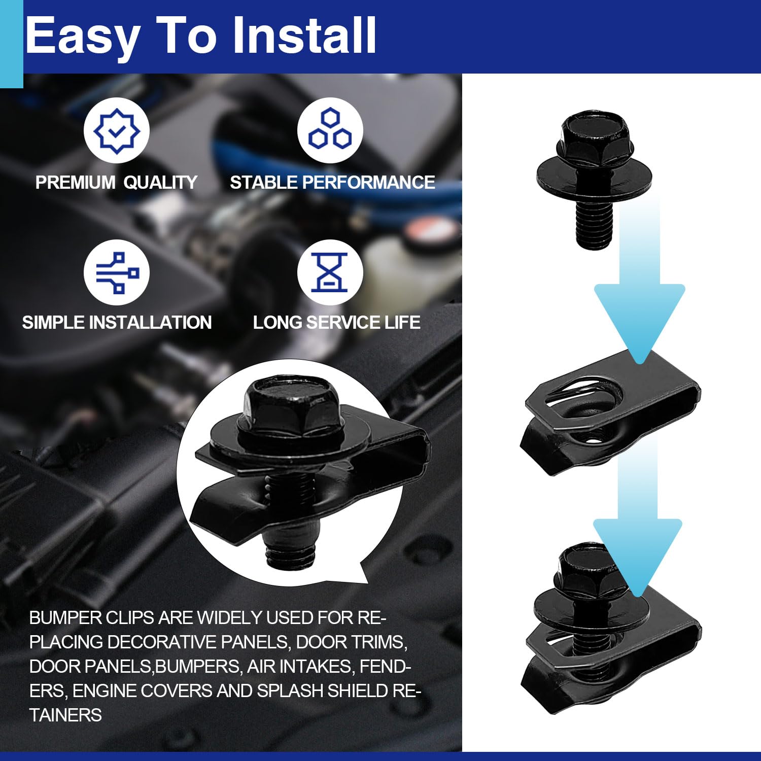 20PCS M6x1.0 Automotive Body Bolts and U Nut Clips with Washers