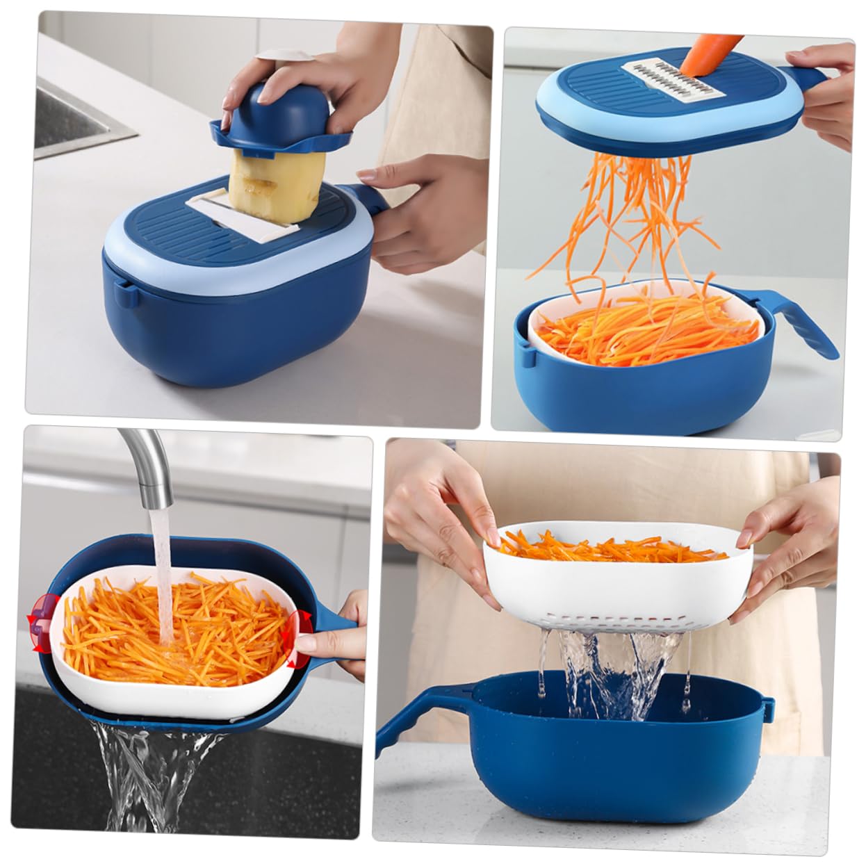 OUNONA 1pc Veggie Chopper Onion Chopper Carrot Grater and Vegetable Slicer Cutter Shredder Dicer Ingredients Separator Egg White Separator Blue Plastic