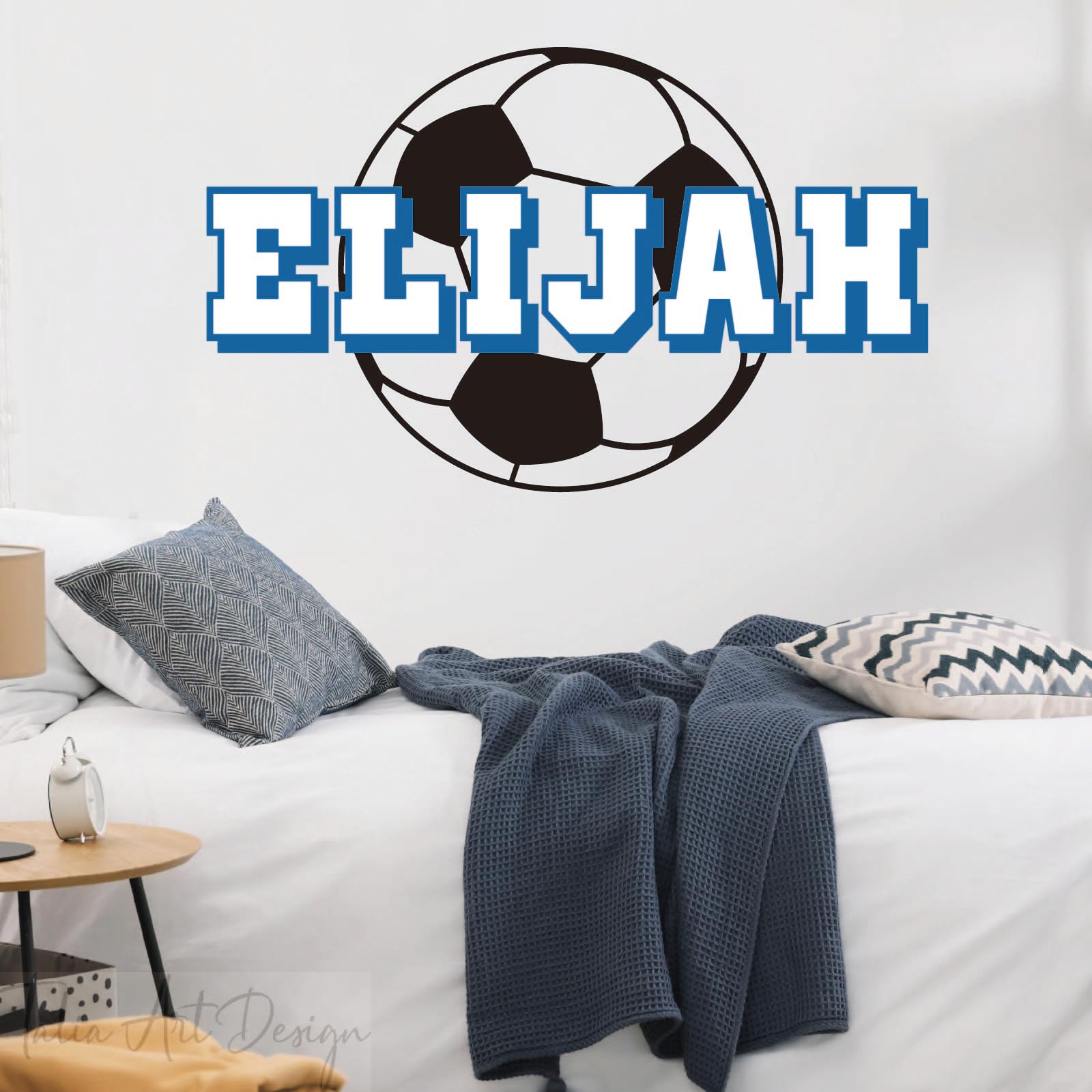 Custom Soccer Name Wall Decal Kids Nursery Personalized Football Vinyl Sticker