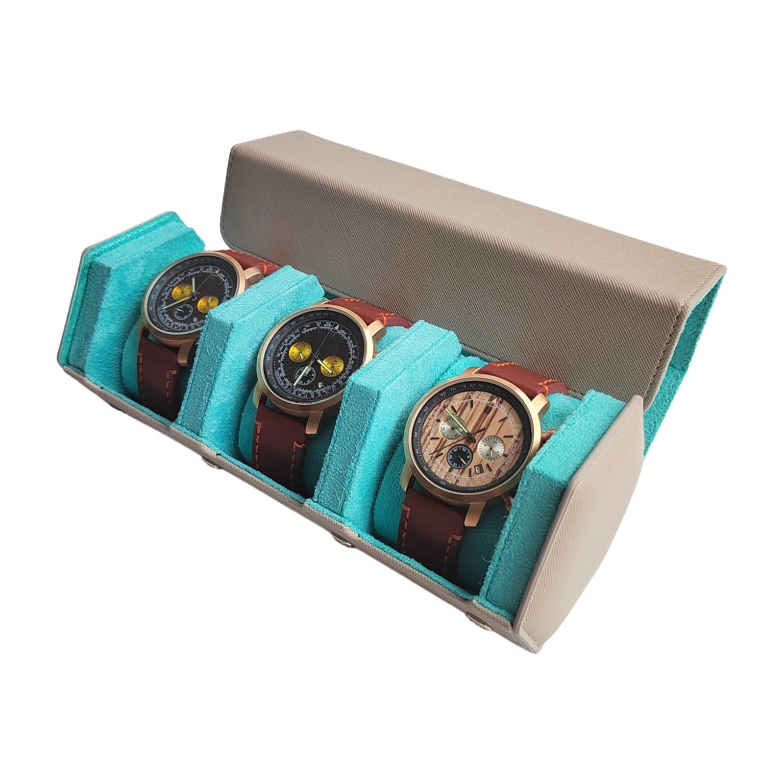 EKalgretrA Watch Case 1/2/3-Slot Watch Roll Travel Case Portable Vintage Leather Display Storage Box Organizers Men