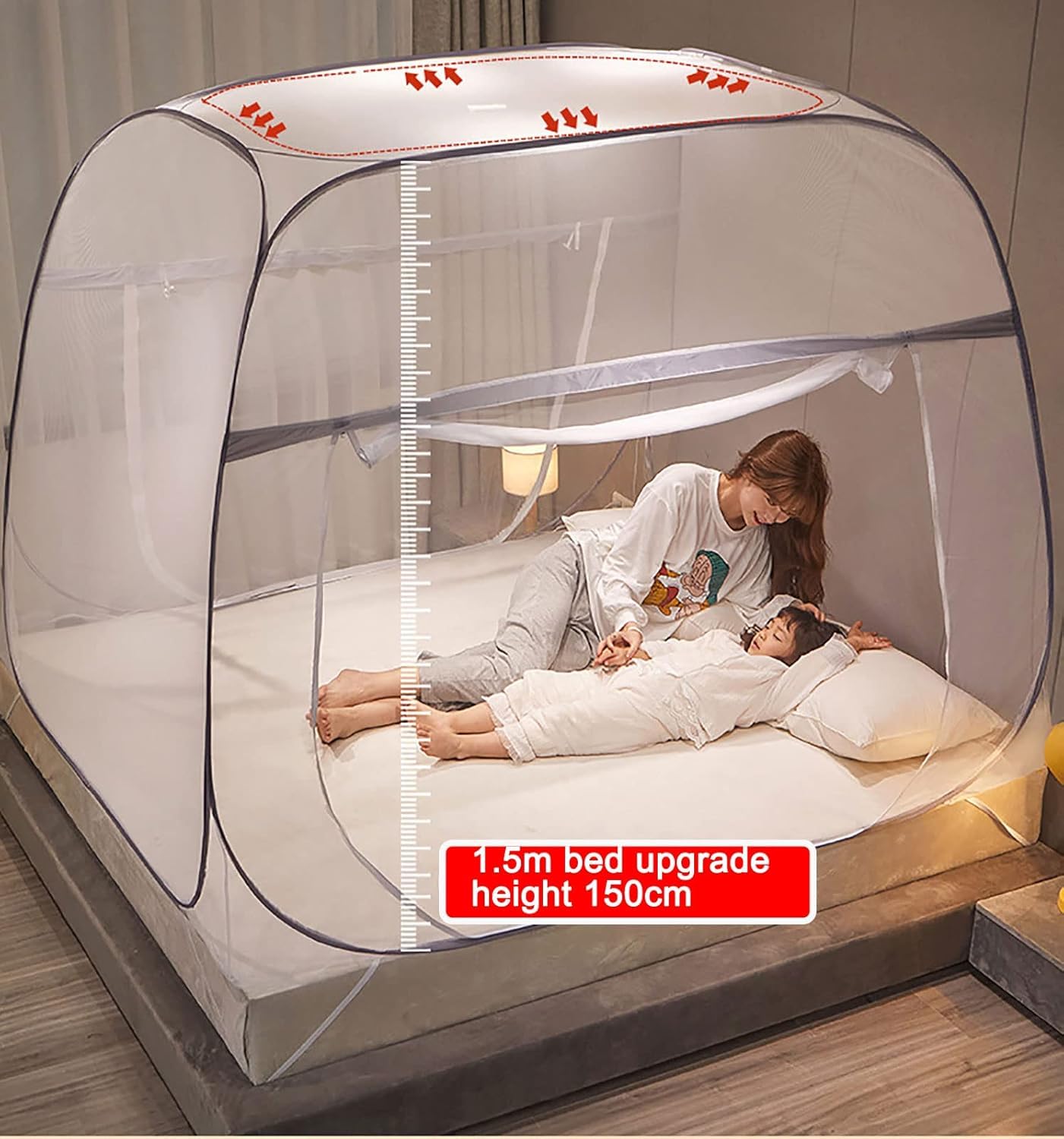 Luxus Moskitonetz Doppelbett für Bett und Reise, Mückennetz Outdoor inkl. Montagematerial, Mosquito Netz, Fliegennetz, einfache Anbringung, Tragetasche, Keine Chemikalien