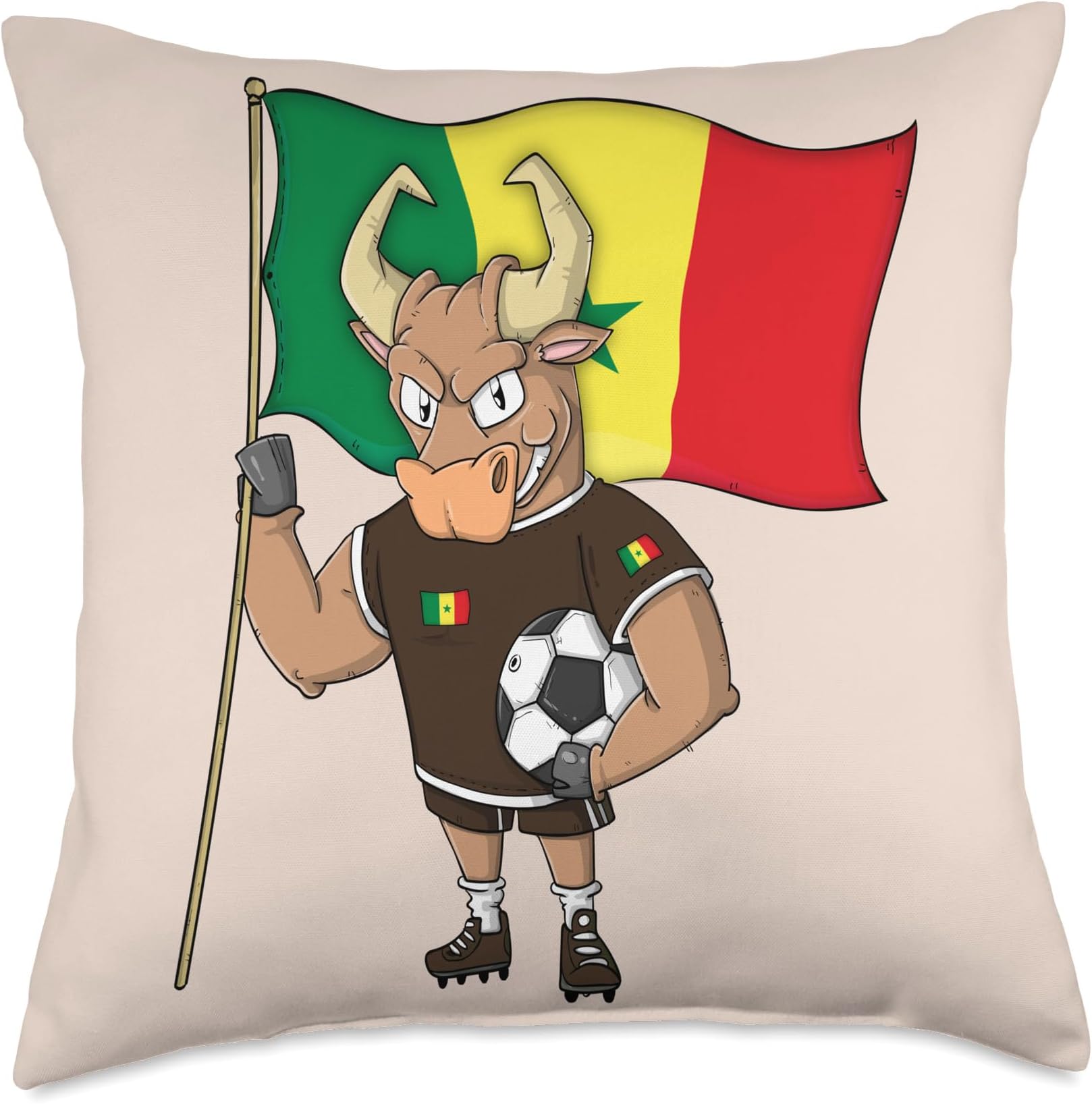 Taurus Fan Senegal Throw Pillow, 18x18, Multicolor