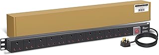 Dynamode 12 Way Extension Lead Power Strip - 13A Multi Plug Switched Power Distribution Unit (PDU) Rack Mount Charging Station with 1.8M Cord Cable for Home Office Server Cabinet with Surge Protection