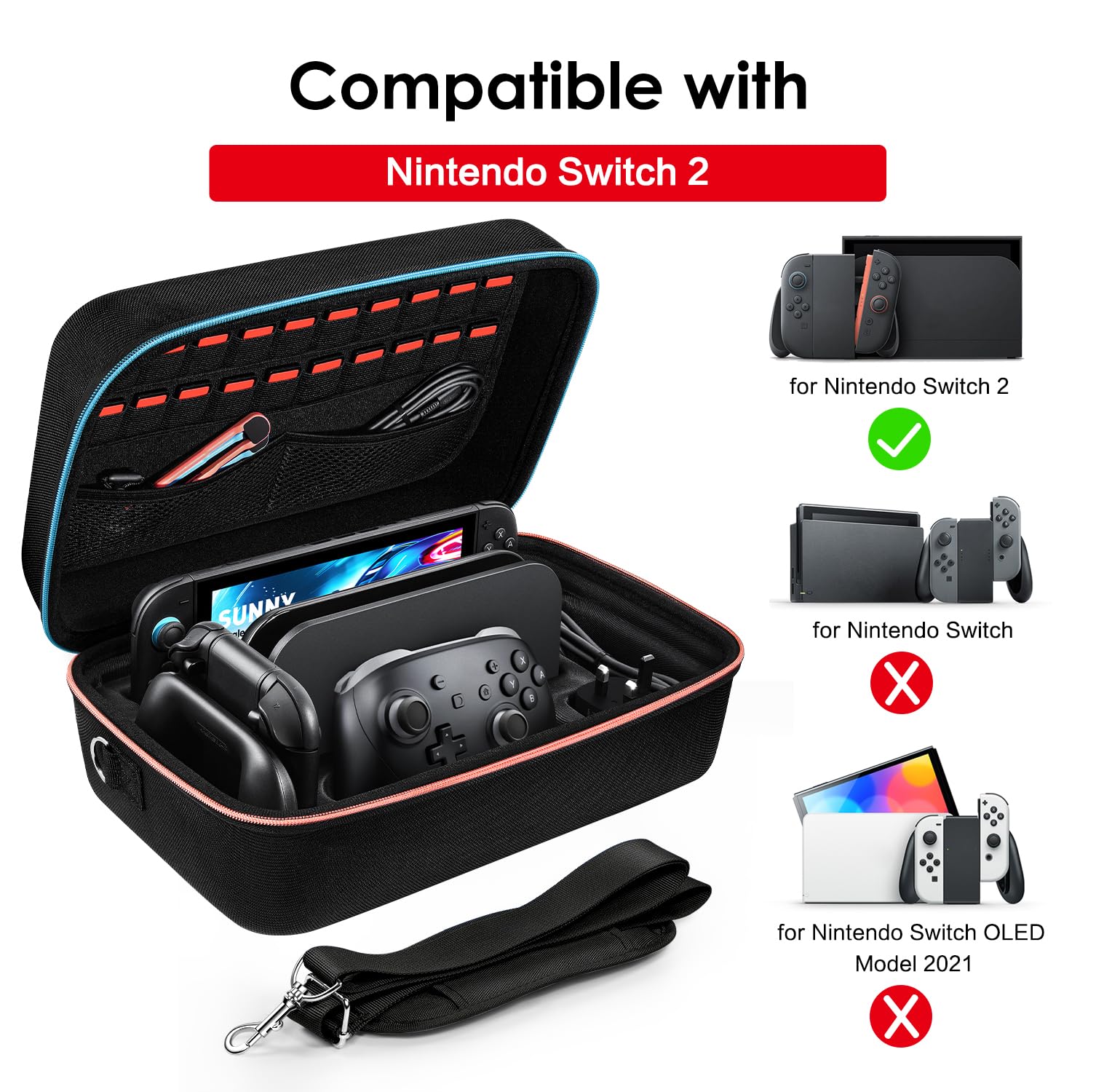 iVoler Custodia di Trasporto compatibile con Nintendo Switch/Nintendo Switch OLED, Case da Viaggio Rigido Deluxe per Console Switch, Dock Switch, Caricabatteria Originale, Gioco e Altri Accessori