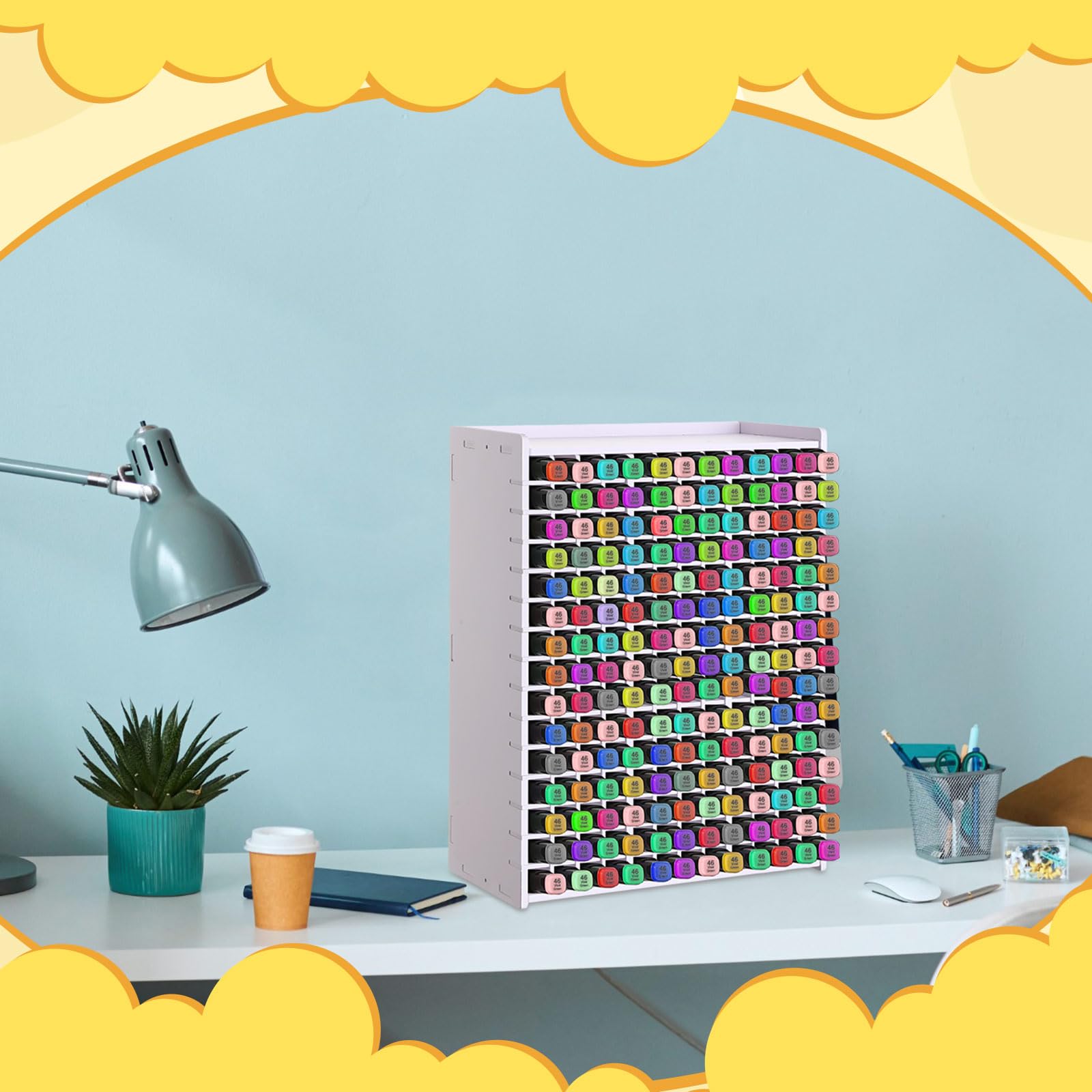 Marker-Aufbewahrungs-Organizer, 360 Fächer, Gesamtkunstbedarf-Halter für Schreibtisch, Marker-Regal mit herausnehmbaren Trennwänden für Buntstifte und Pinsel (33,5 x 25,4 x 13,5 cm)