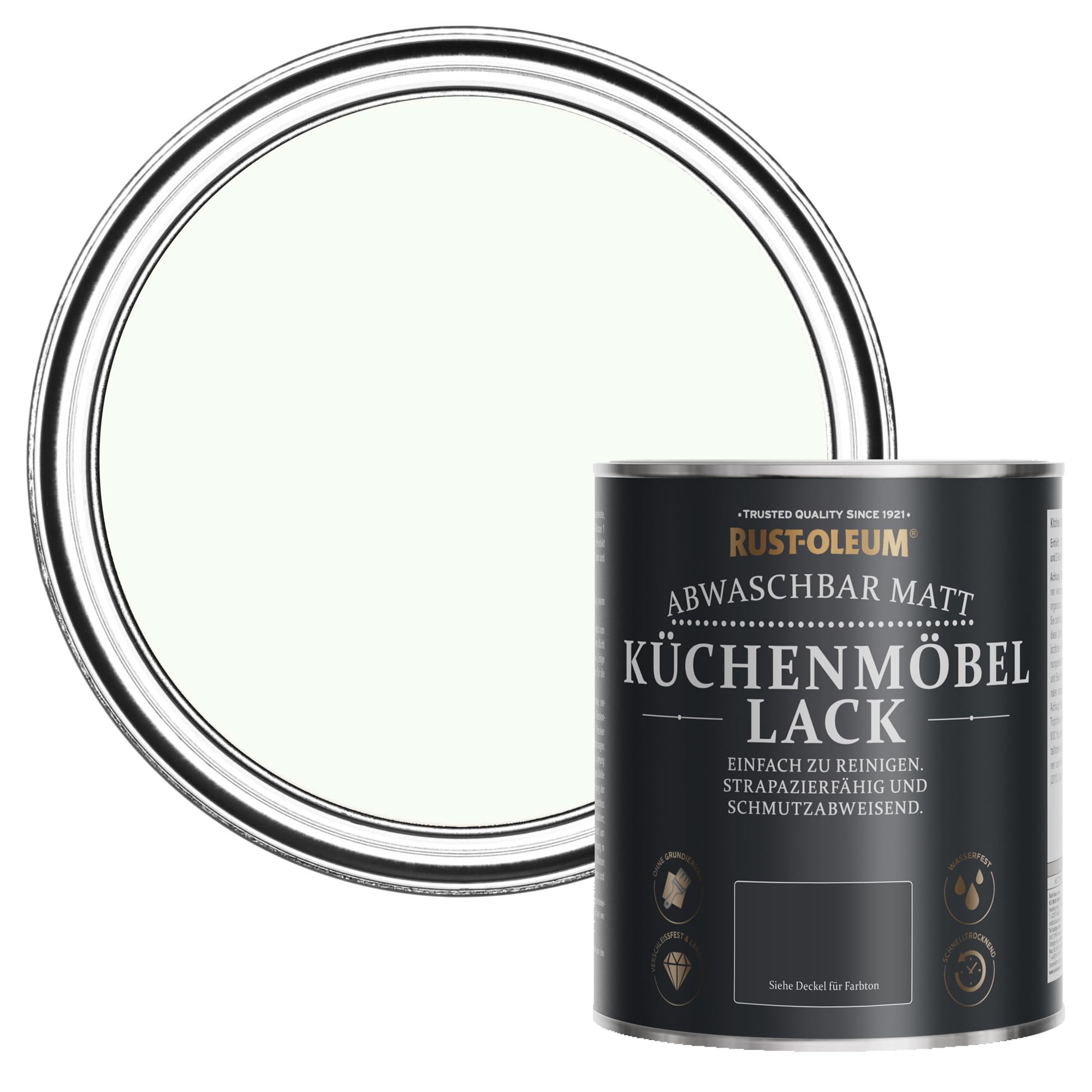 Rust-Oleum abwaschbare Küchenschrankfarbe in weiß mit Matt Finish - Ruhiges Weiß 750ML