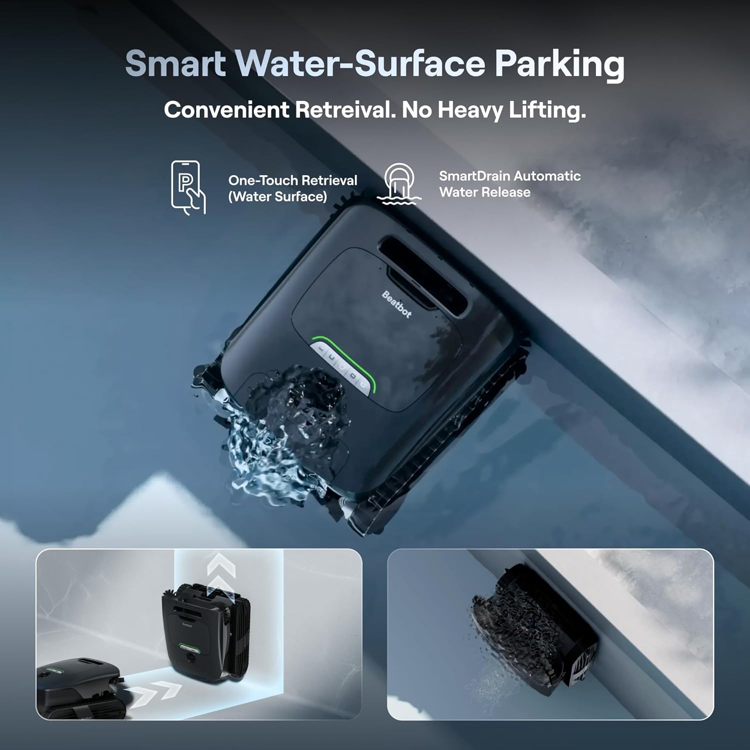 Beatbot Aquasense X Robotic Pool Cleaner with AstroRinse Cleaning Station — Hands-Free Cleaning, AI Vision, All-in-One Cleaning, Smart Navigation, Debris Detection, 23L Debris Bin, Voice Control
