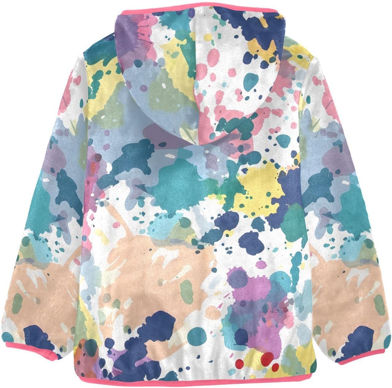 ALAZA Various Colored Spots Hoodie Jacket for Girls Toddler Fleece Zip Up Coat Plush Jacket Outerwear for 3 Years
