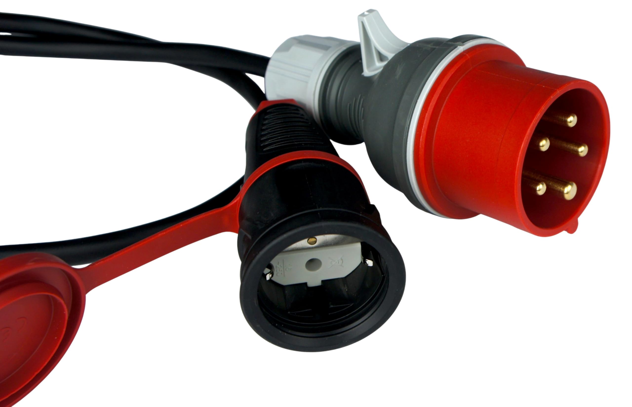 RoadEu - Rallonge Industrielle Adaptateur 0,5m, Courant Fort CEE 16A, 380V vers 220V, Prise 220V, Adaptateur 16A vers 230V