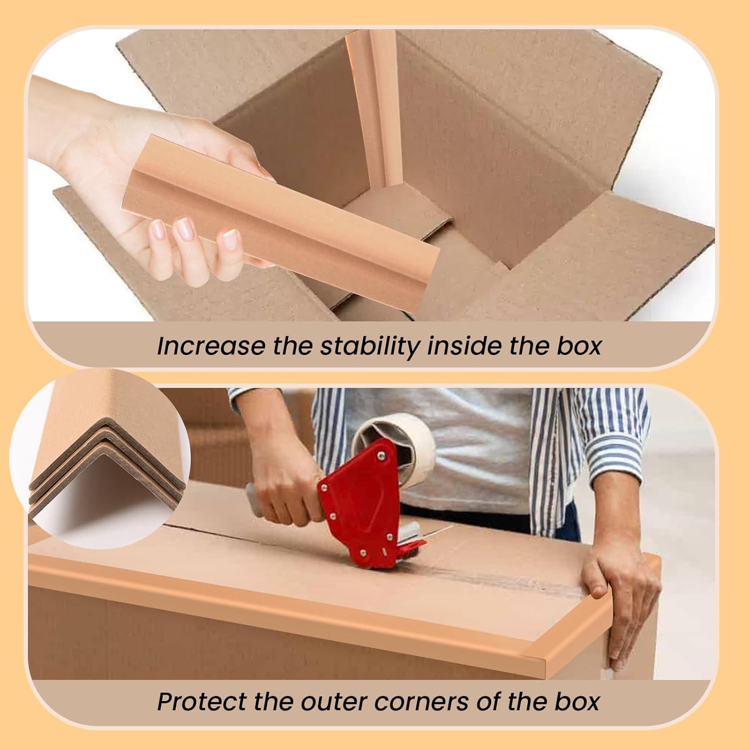 Cardboard Edge Protector 60 Pcs V-shaped Reinforced Cardboard Corners for Shipping 2” X 2” X 48” Pallet Corner Protectors Box Corner Protector Elevator Corner Protector