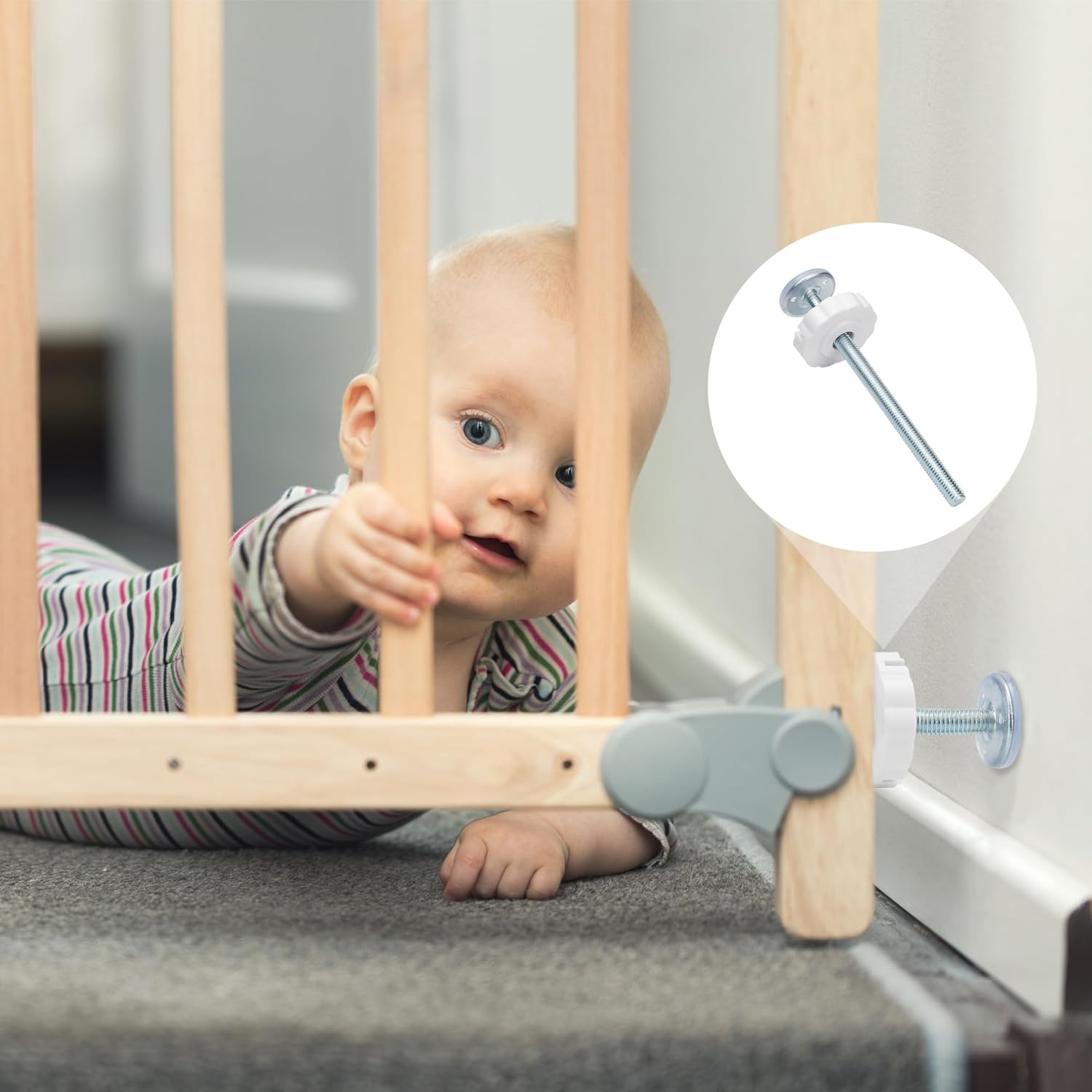 Baby Gate Pet Gate Spindle Rods 8mm(M8), Replacements Parts to The Screws for Baby Gate Dog Gate Door or Stair Gate, Wall Protector Threaded Screw Bolts Hardware Kit, White, 4 Pack