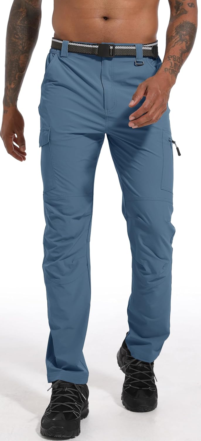 WENRONSTA Men's Hiking Work Cargo Pants Quick-Dry Lightweight Waterproof 6 Pockets Outdoor Mountain Fishing Camping Pants - Image 2