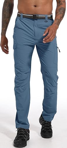 Miniatura 7 de WENRONSTA Pantalones cargo de senderismo para hombre, secado rápido, ligeros, impermeables, 6 bolsillos, para exteriores, pesca, montaña