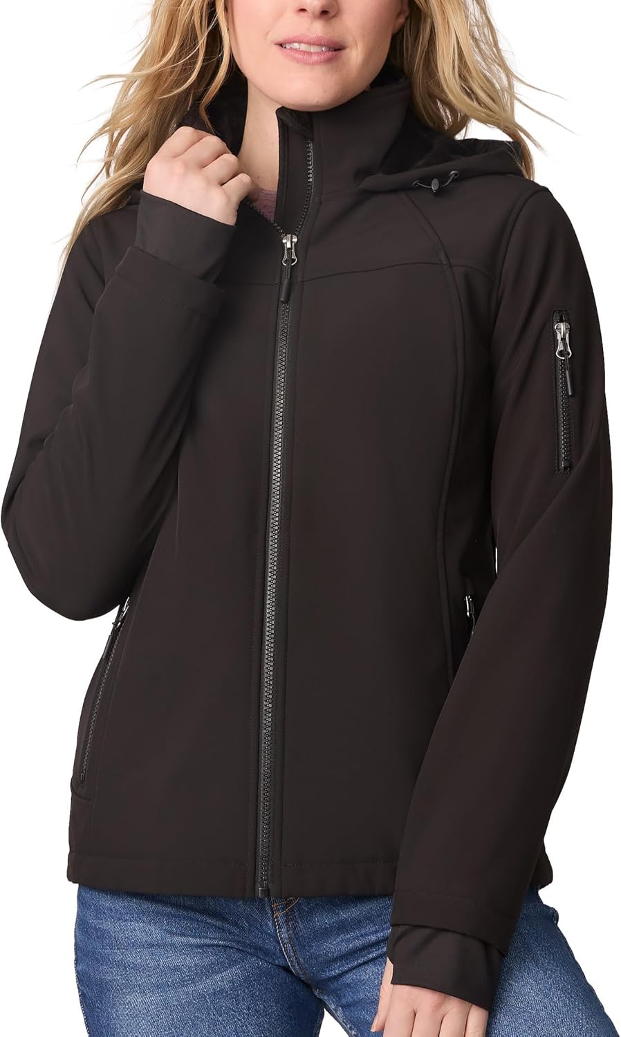 Free Country Women's Softshell Jacket Fleece Lined Warm Insulated Hooded Water & Wind Resistant Coat for Outdoor-Trailmist
