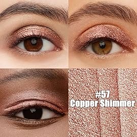 evpct Copper Shimmer Cream Eye Shadow Sticks Brightener Pencils for Women, Shimmery Bronze Silky Eyeshadow Applicator Stick Pen Waterproof, Blendable Crease-Proof Stick Eyeshadow Shimmer Eye Makeup 57