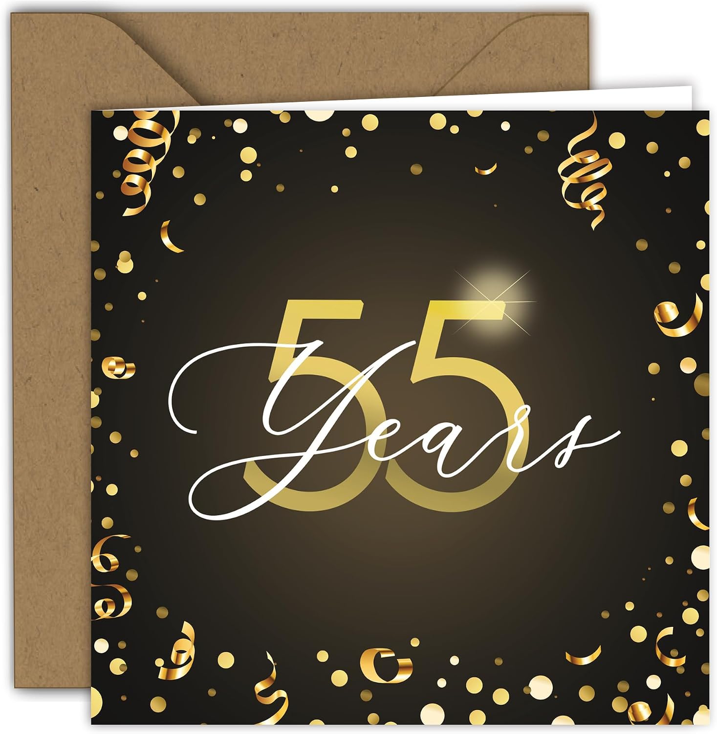 Edition Colibri Greeting Card – Golden Celebration (2) | Folded Card (5.9 x 5.9 in) – with Kraft Envelope – Blank Inside