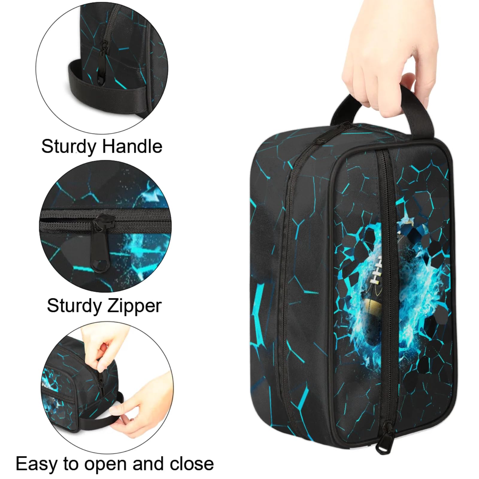 Neceser infantil para niños, impermeable, para colgar artículos de tocador para niñas, kit de maquillaje de afeitado, organizador de accesorios de viaje (fútbol 3D)