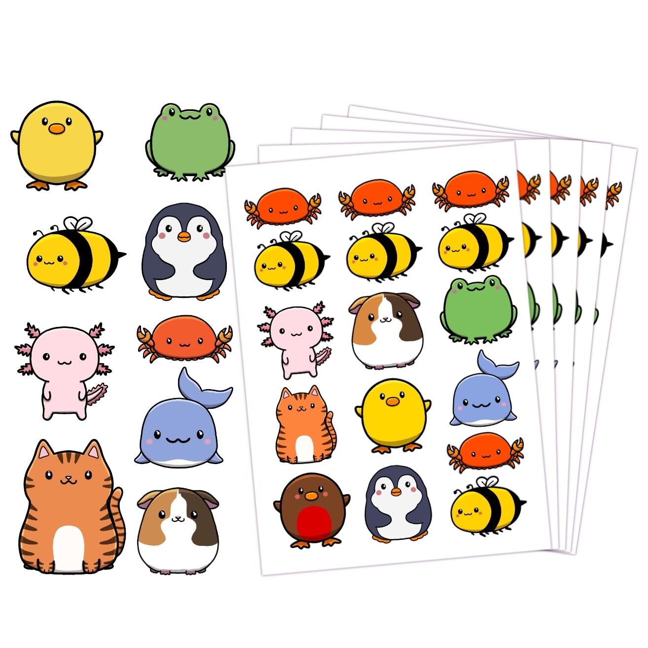 Kawaii animal stickers | premium high gloss cute stickers | eco-friendly vinyl (20 stickers - non-prime)
