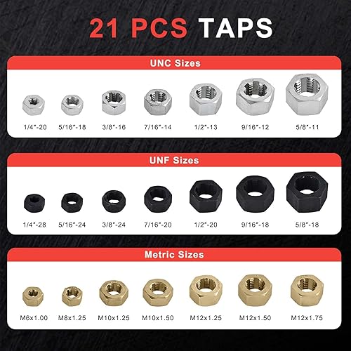 Miniatura 4 de Juego de cazador de roscas de 42 piezas, kit de reenhebrado para restaurador de roscas, herramienta de reparación de roscas con UNF UNC y tamaños
