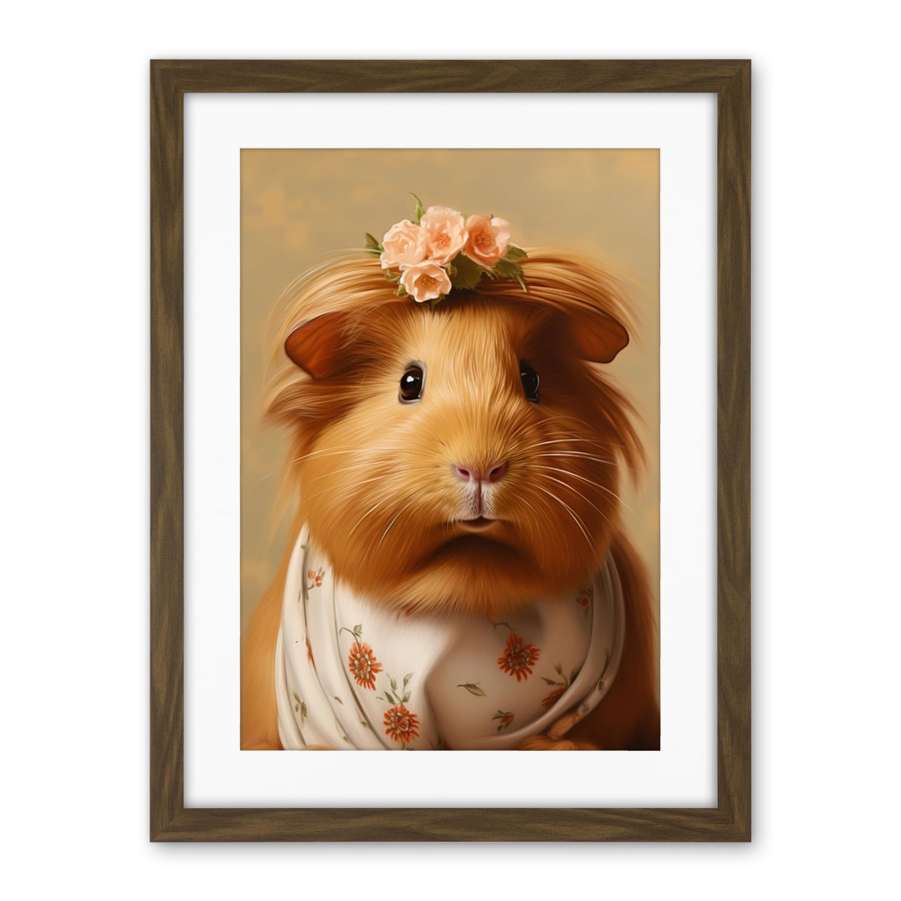 Artery8 Cute Dressed Up Guinea Pig Girls Bedroom Artwork Framed Wall Art Print 18X24 Inch