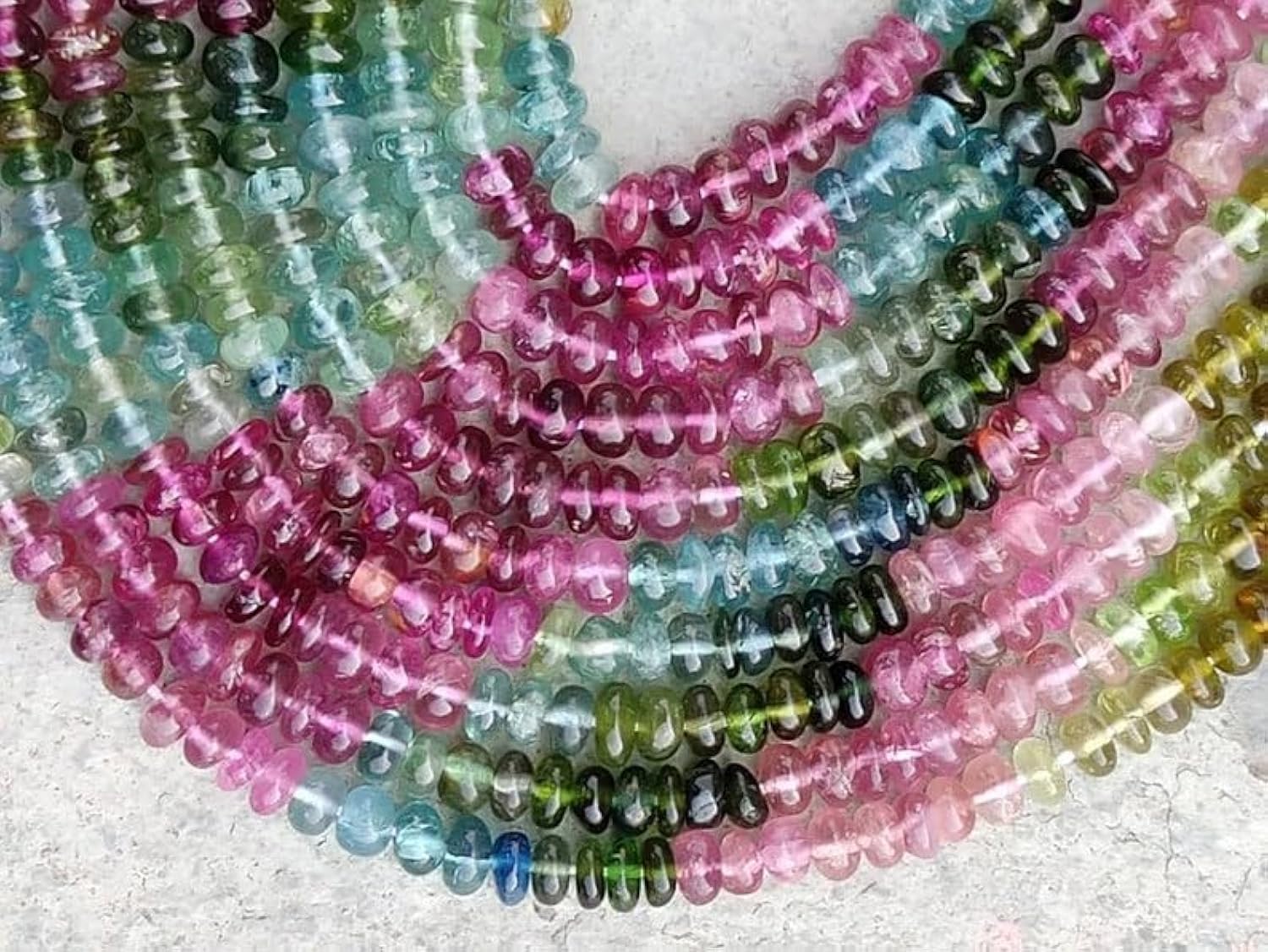 Perles multi-tourmaline naturelles de 3mm pour réparer ou enfiler un bracelet