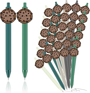 50 Pcs Cookie Ballpoint Pen Bulk Medical Assistant Gift Retractable Writing 1mm Medium Point Black Ink Green Fancy Pharmacy Gift for Friend Troop Leader Cookie Lover Party Favor