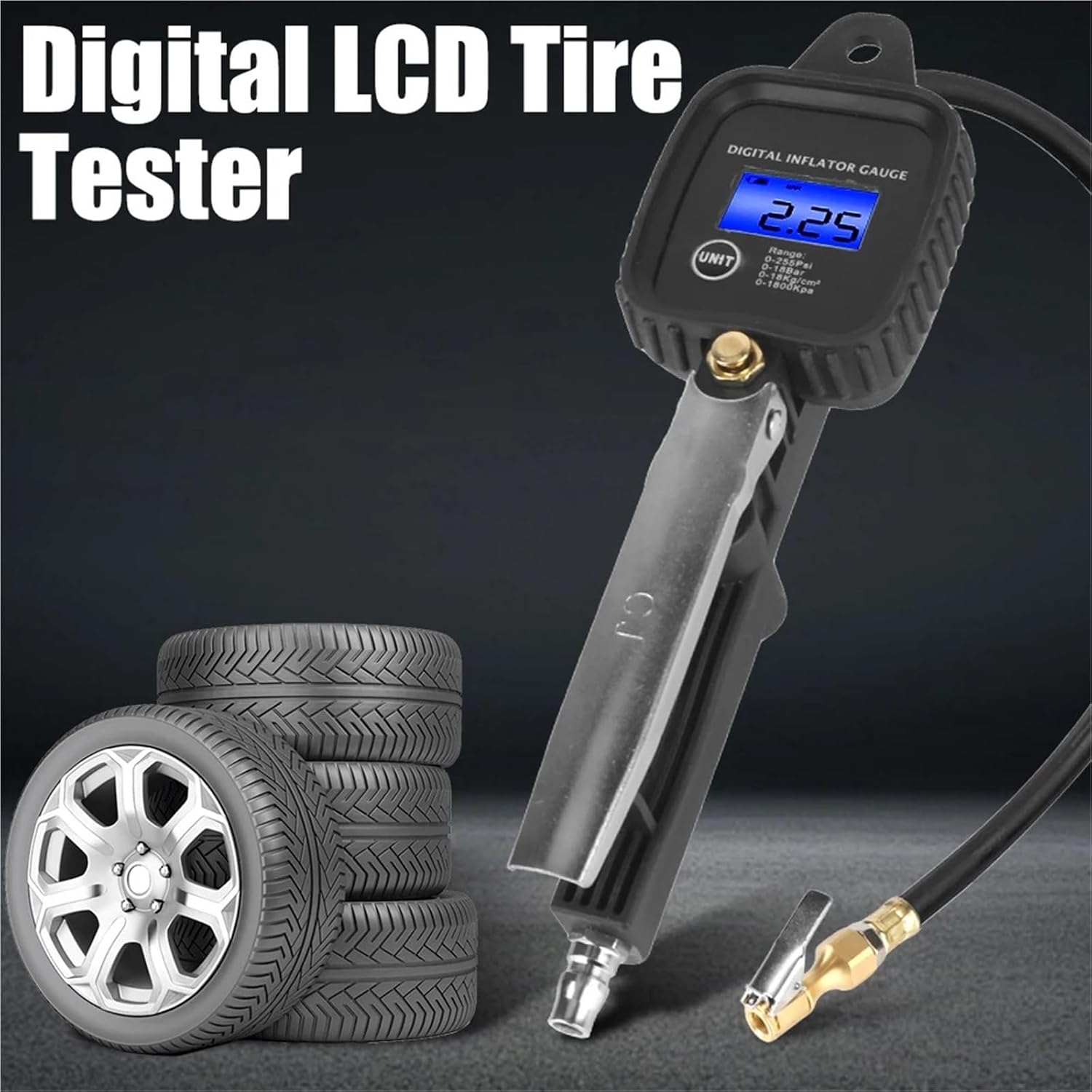 with Inflator Hose Car Tire Pressure Gauge Monitoring Inflation Gun Car Tire Manometro Digital Inflator Gauge