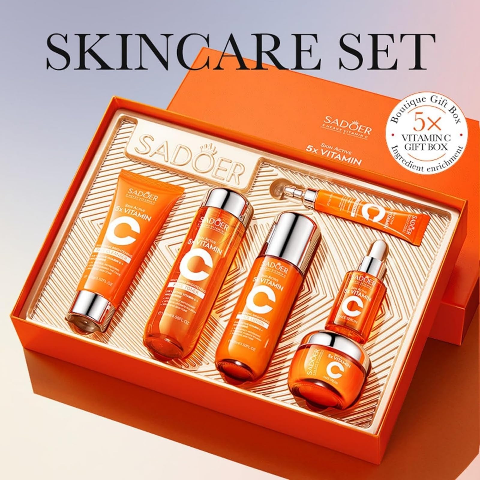 SADGER 5×VITAMIN C SKIN GIFT BOX Amazon.com: For SADOER 5X Vitamin C Facial Skin Care Gift Box Set