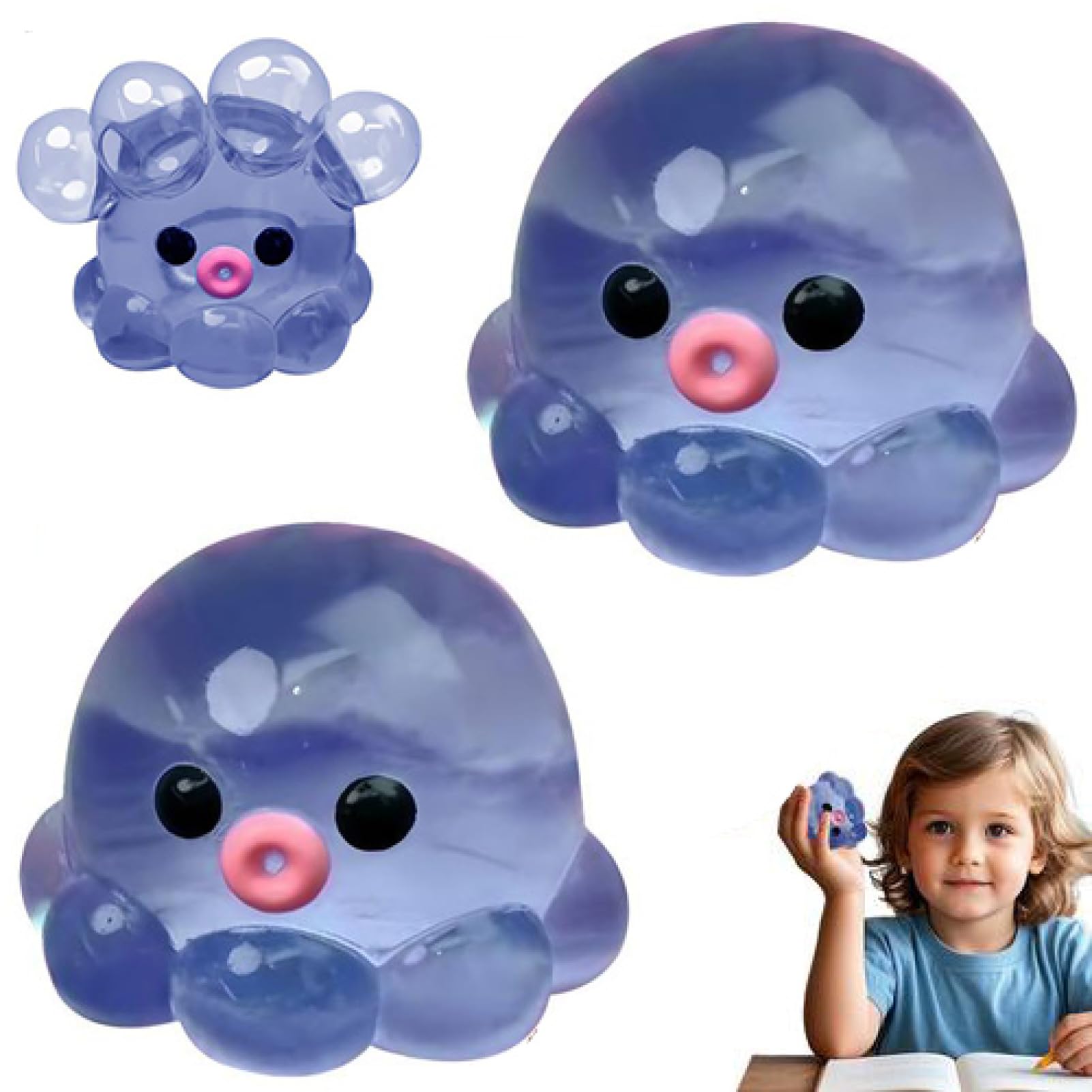 2 Pieces Octopus Stress Toy, Octopus Fidget Squeeze Toy, Soft Calming Ball, Stress Relief Ball For Student Prizes Mental Health Travel School Classroom Adults Home