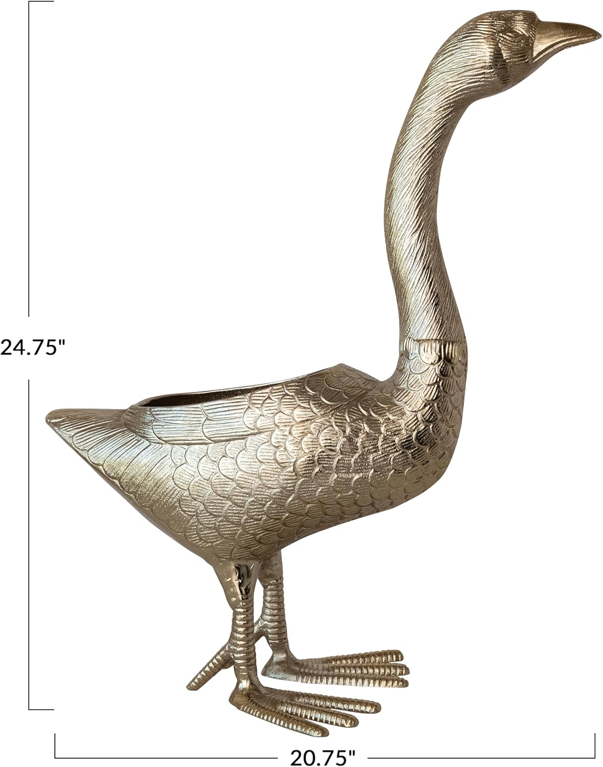 Creative Co-Op Cast Aluminum Goose Shaped Planter Container with Sculptural Farmhouse Silhouette, Gold Finish