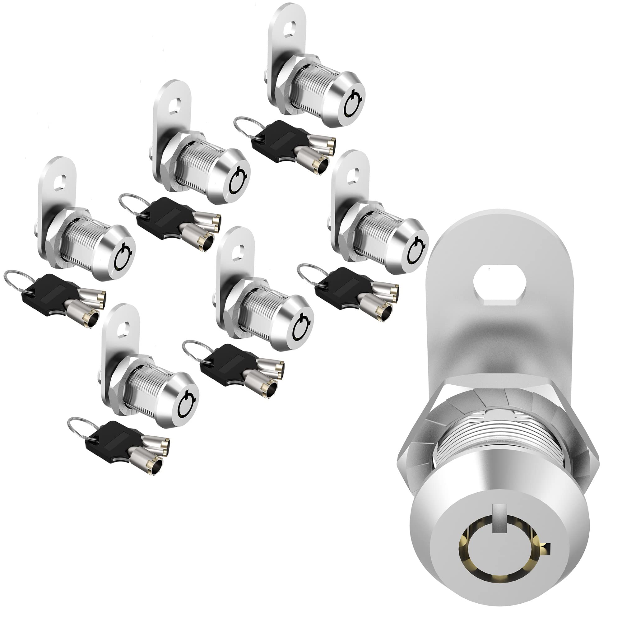 6 Pack RV Storage Locks, 5/8" Cabinet Locks with Keys, Keyed Alike RV Cam Lock for Storage Door Drawer Toolbox, Zinc Alloy