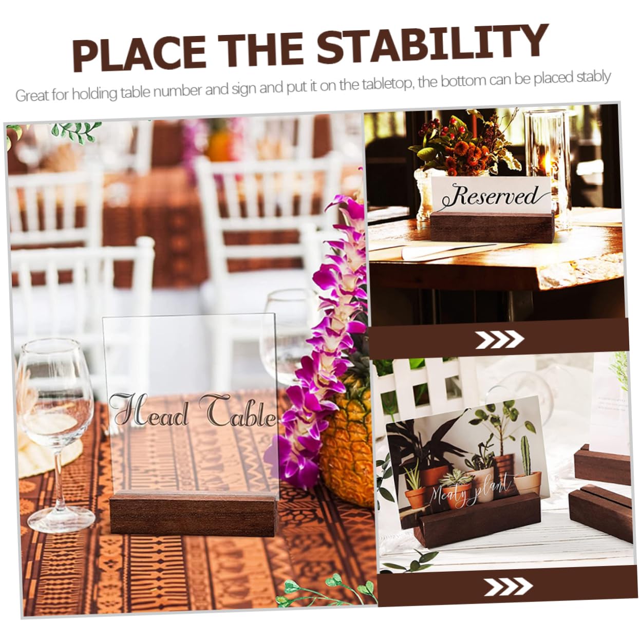 PRETYZOOM 48 Soportes De Madera para Tarjetas De Mesa Soporte para Fotos Soporte para Clip Números De Mesa Nombre para Mostrar Soporte De Escritorio Soporte para Números De Mesa