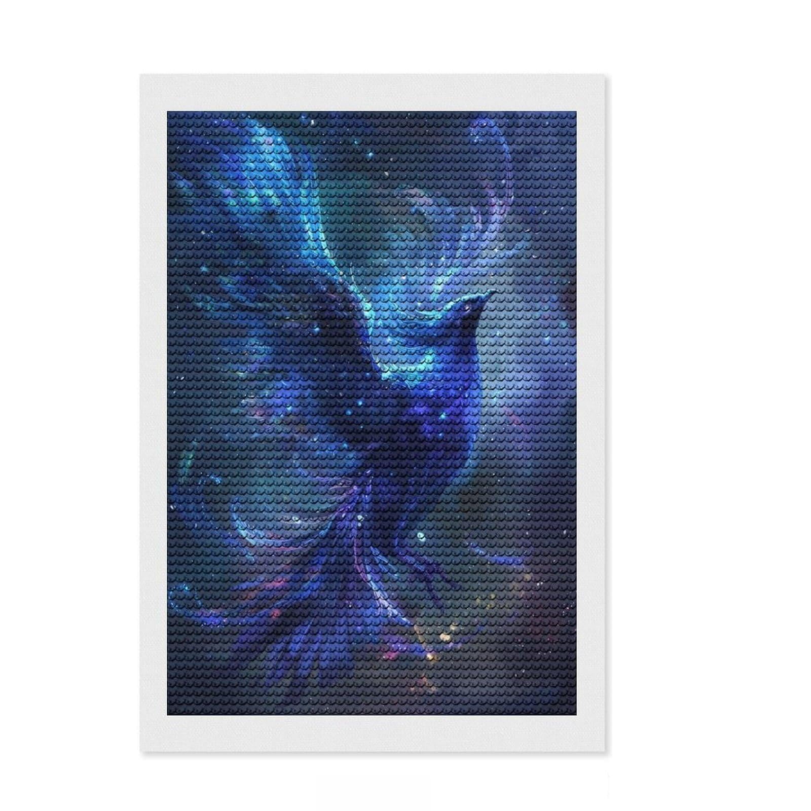Junmoney Blue Phoenix Round Drill Diamond Painting 8"x12", for Creative Relaxation, Full Kit Included, Boho Decor, Gift Idea