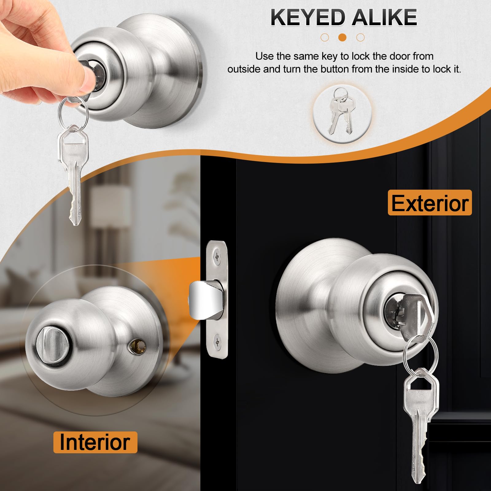 Probrico Keyed Alike Door Knobs - 10 Pack -3