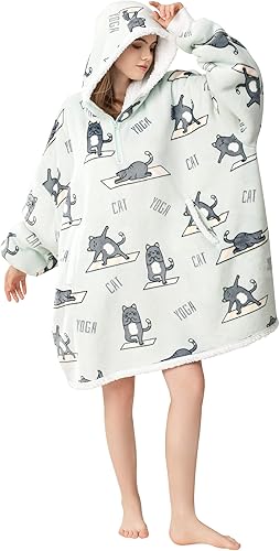 Miniatura 1 de Angelhood Manta con capucha, súper suave, cálida, de gran tamaño, manta de franela Sherpa con bolsillo gigante para hombres, mujeres, adolescentes y