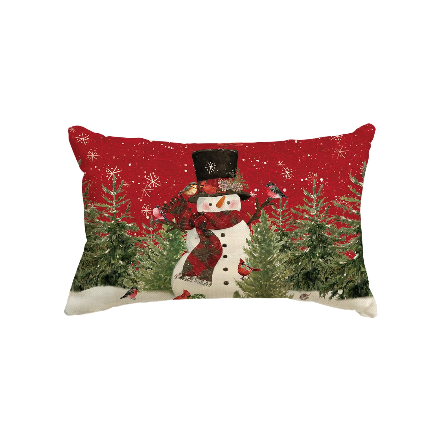 Artoid Mode Funda de cojín de Navidad con muñeco de nieve, color rojo, 30 x 50 cm, diseño de muñeco de nieve