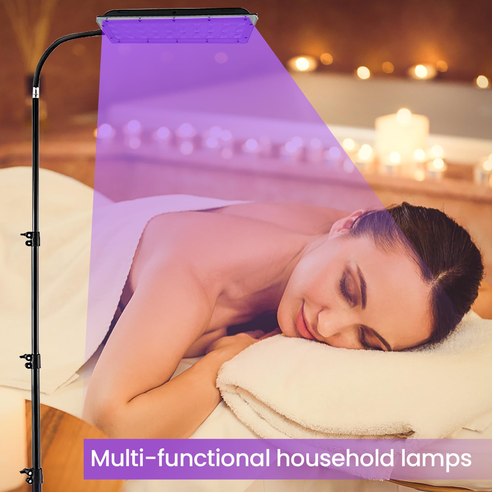 Lampe de Bronzage pour Maison 45W, 395nm Lampe Bronzage pour Le Visage Et Le Corps Support Réglable Lampe UV Bronzage Avec Protection des Yeux,Lumière Violette, pour Peau Bronze Antique (45W)