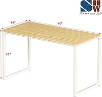 Vista 43 de SHW Mission - Escritorio para computadora de oficina en casa, de 32 pulgadas, nogal