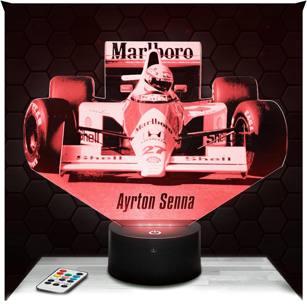 Lampephoto.fr - Formula 1 F1 3D Lamp Night Light Ayrton Senna 3D LED Illusion lamp, Christmas, Gift idea for Boys and Girls, Night Light for Children's or Adult's Bedroom, Gifts Merchandising TOP