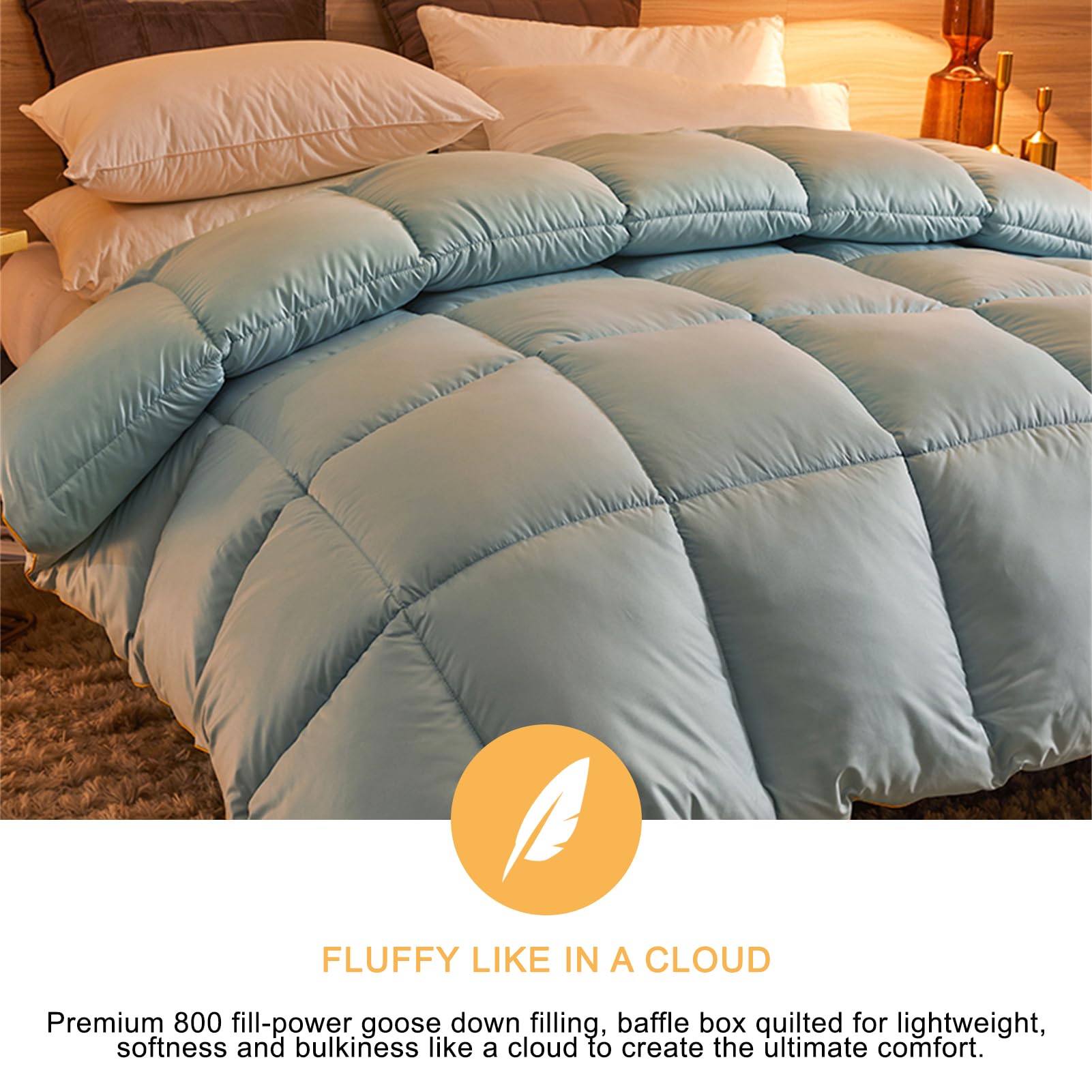 Trapunta Invernale, Piumone Invernale Matrimoniale in Piuma d’Oca 780 gr/mq, Piumone Matrimoniale 4 Stagioni, Piumino Caldo per la Casa e l'hotel (Grigio Blu,220x240cm(3.5kg))