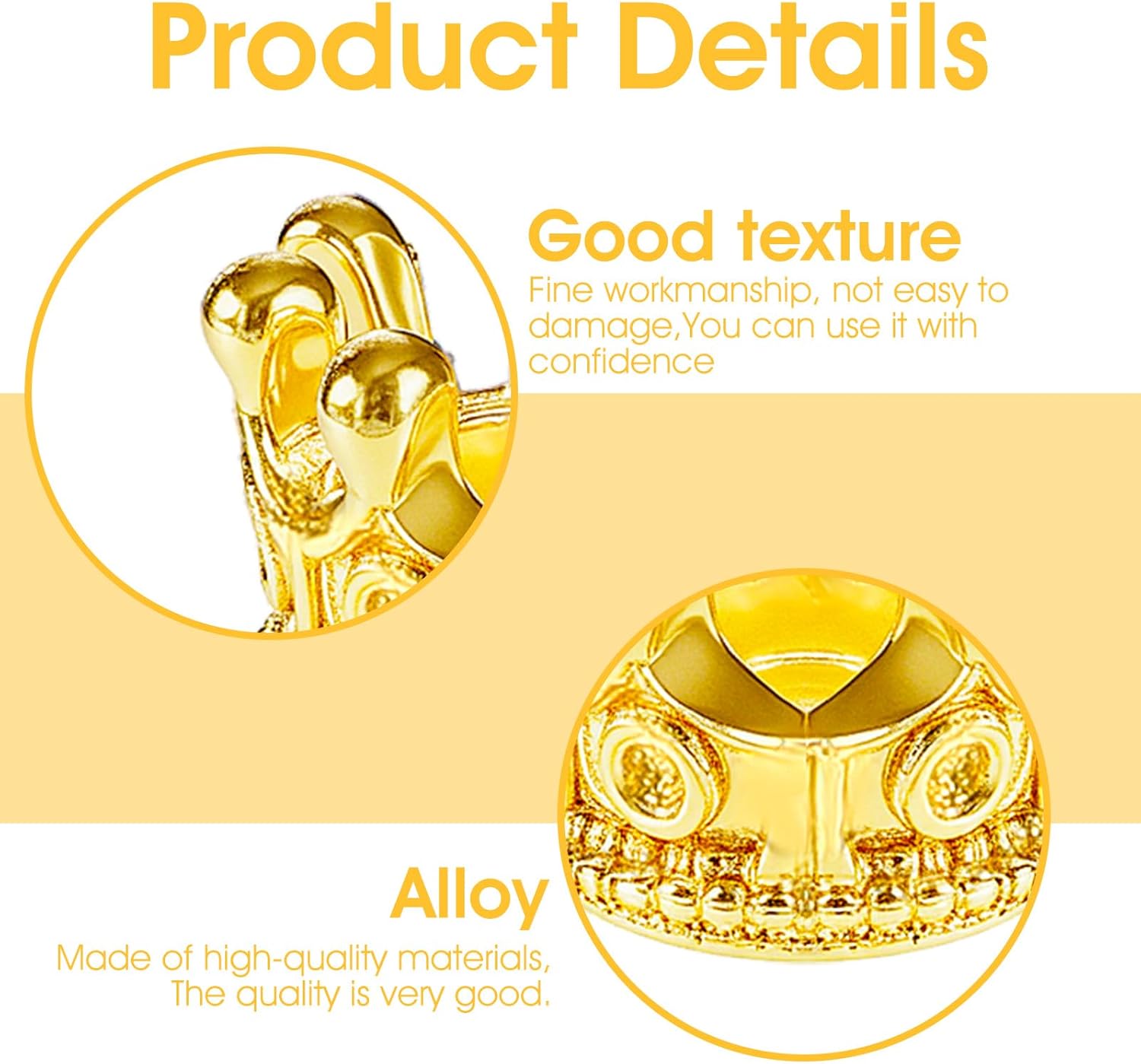 Crown Charms, 60 Pcs Mini Crowns for Crafts Small 3D Alloy King Crown Beads Large Hole Spacer Beads for DIY Jewelry Necklace Bracelet Making Supplies (Gold, Silver, Black) - Image 3