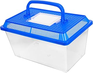 Household Turtle Habitat Tank Transparent Turtle Transport Box with Docking Ramp Feeding Trough and Swimming Area Crabs and Pets