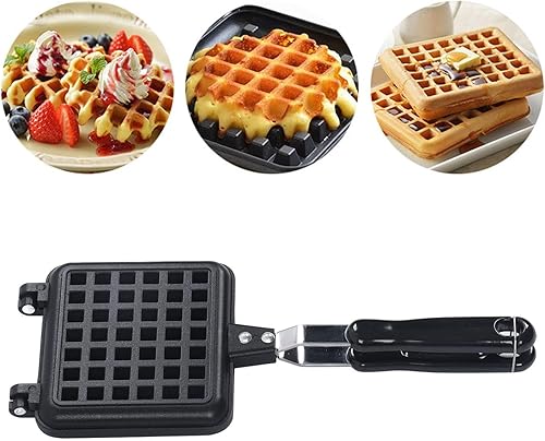 Miniatura 2 de Máquina para hacer gofres, pequeña máquina de gofres antiadherente de aluminio fundido, estufa de gofres, sartén para waffle, sartén para waffle,