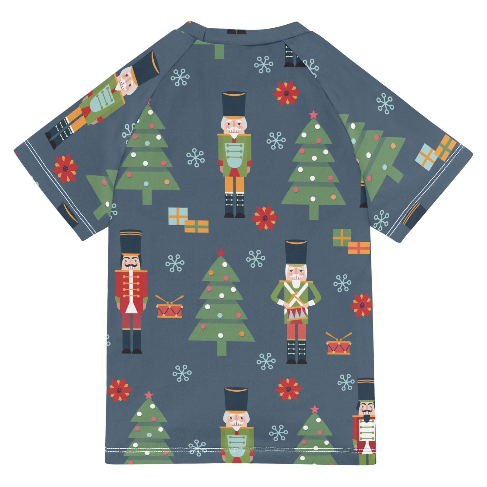 Aflyko Christmas Boys' Swim Shirt Nutcrackers Xmas Tree Rash Guard Beachwear Sun Protection Fishing Hiking Camping Surfing Swimming Toddler Infant Summer Daily T-Shirt, 4T Multicoloured