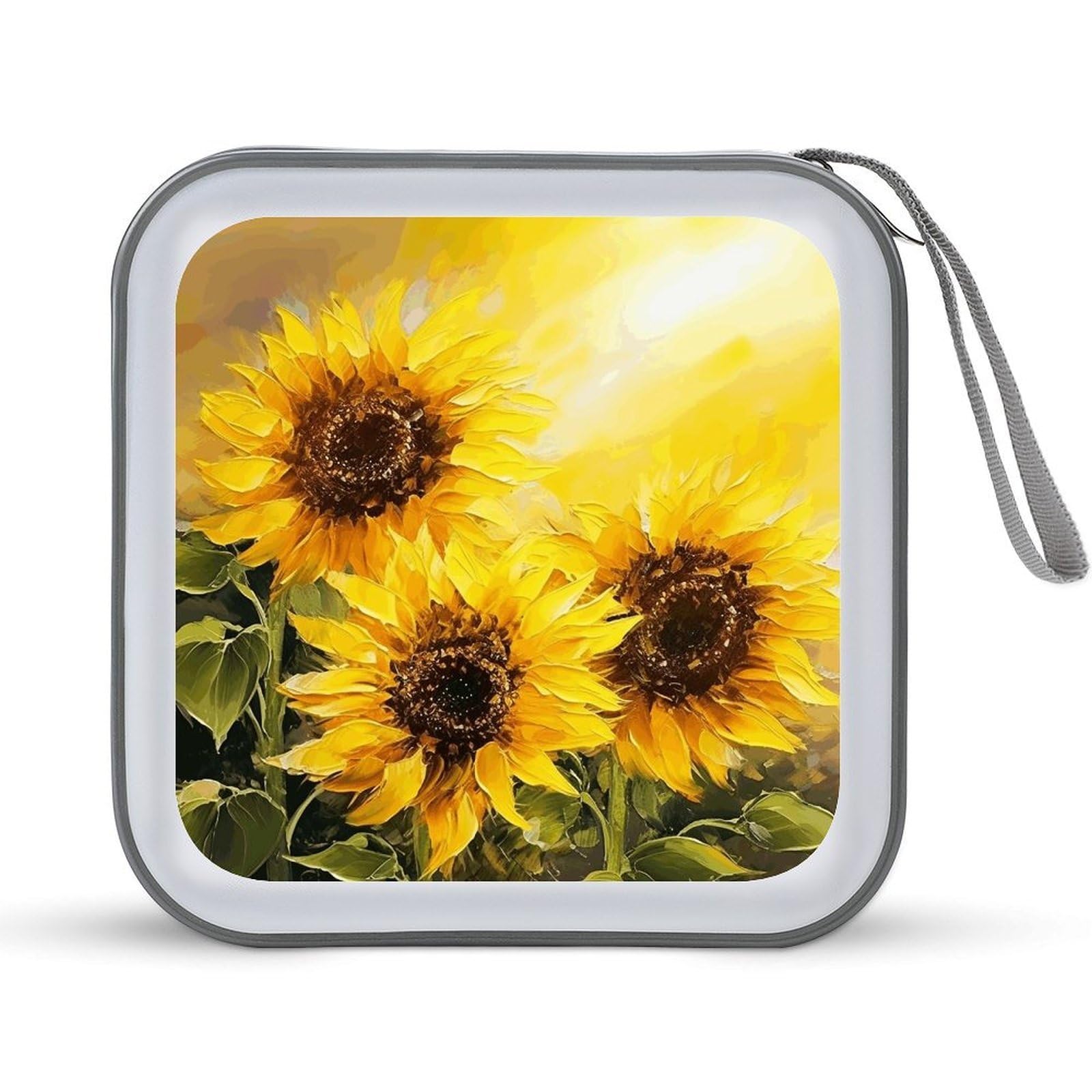 VstaDank Yellow Sunflower DVD Case 40 Capacity Protective Storage Organizer Binder Booklet Album Portable Disc Wallet Car CD Disc Holder Hard Plastic CD Case CD DVD Case Holder