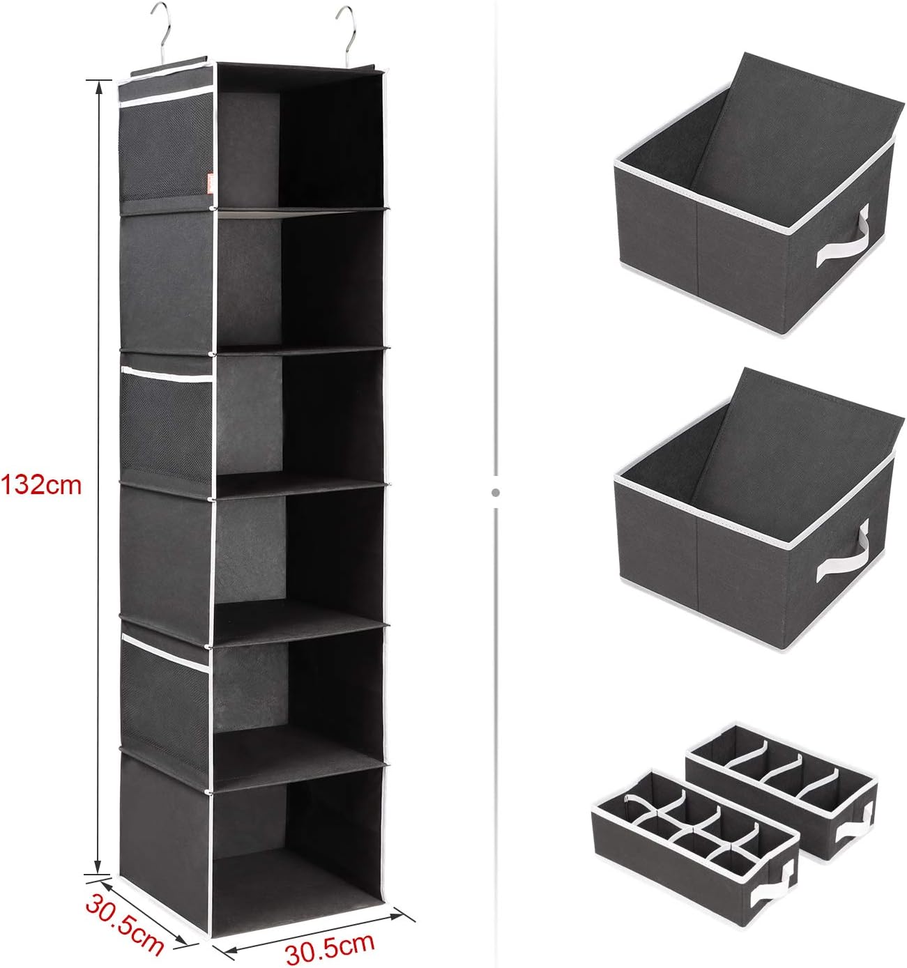 Univivi Hanging Clothes Organiser with Drawers，Hanging Wardrobe